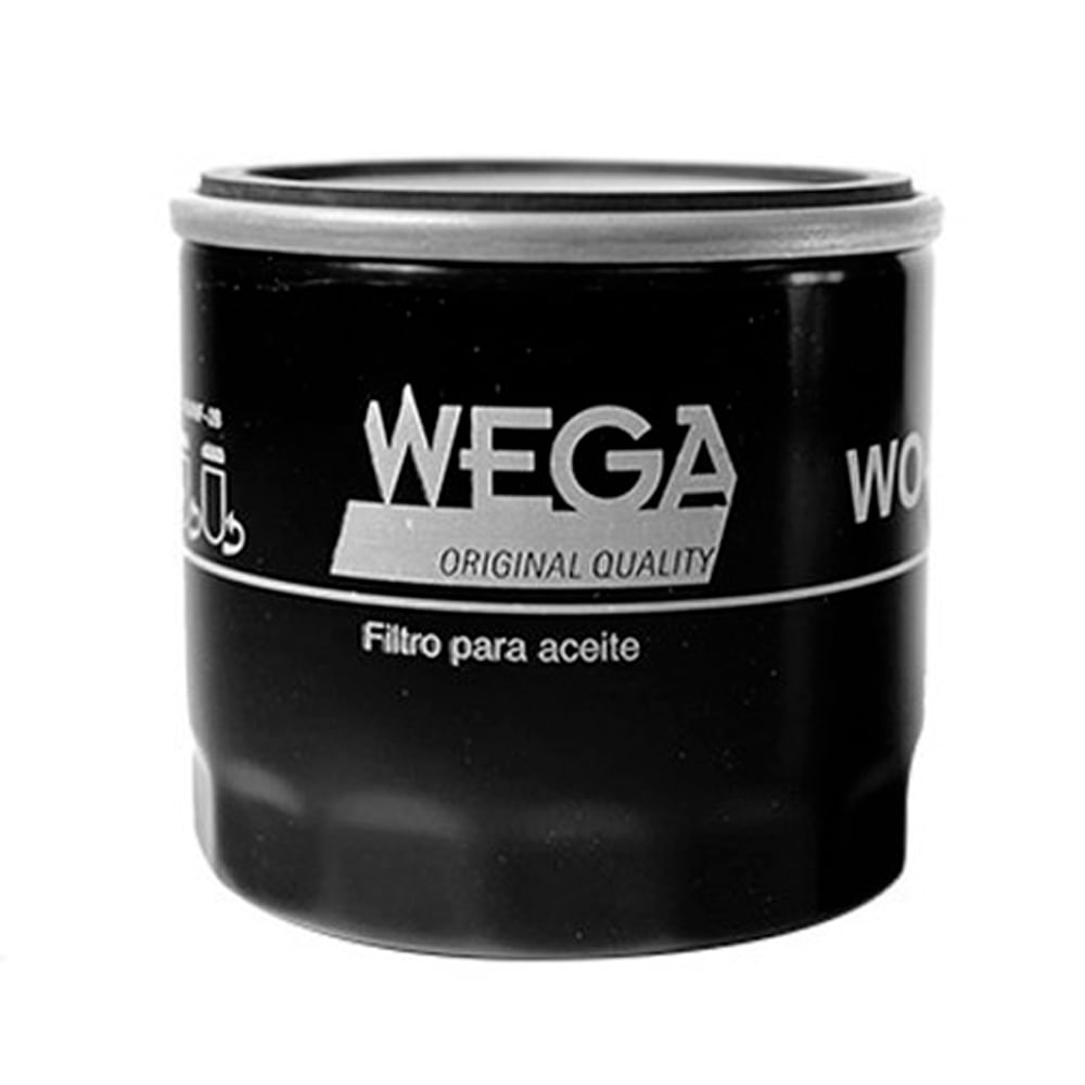 Filtro de óleo Wega preto com logo e escrita Original Quality