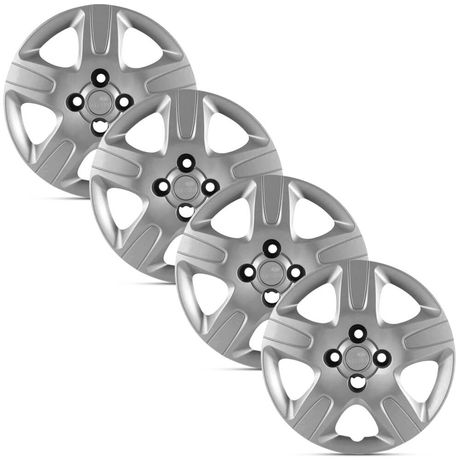 Jogo 4 Calota Modelo Original Strada Prata Aro 14 Grid Calotas