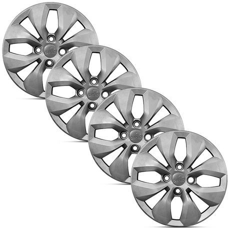 Jogo 4 Calota Modelo Original Volkswagen Gol G6 Prata Aro 13 Grid