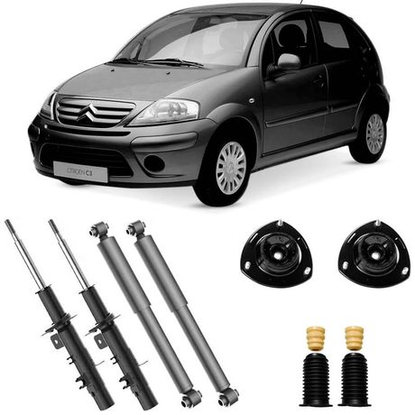 4 Amortecedor Citroen C3 2003 a 2012 Dianteiro Traseiro Nakata e Kit