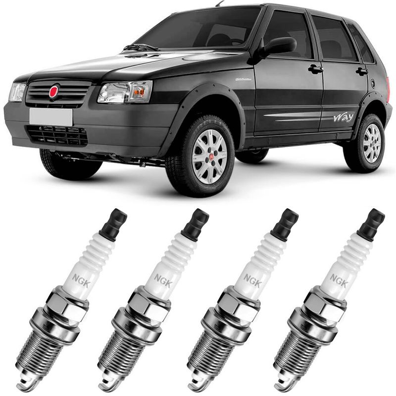 Jogo vela de igni o fiat uno mille 1 0 2005 a 2016 gpower ngk fortbras