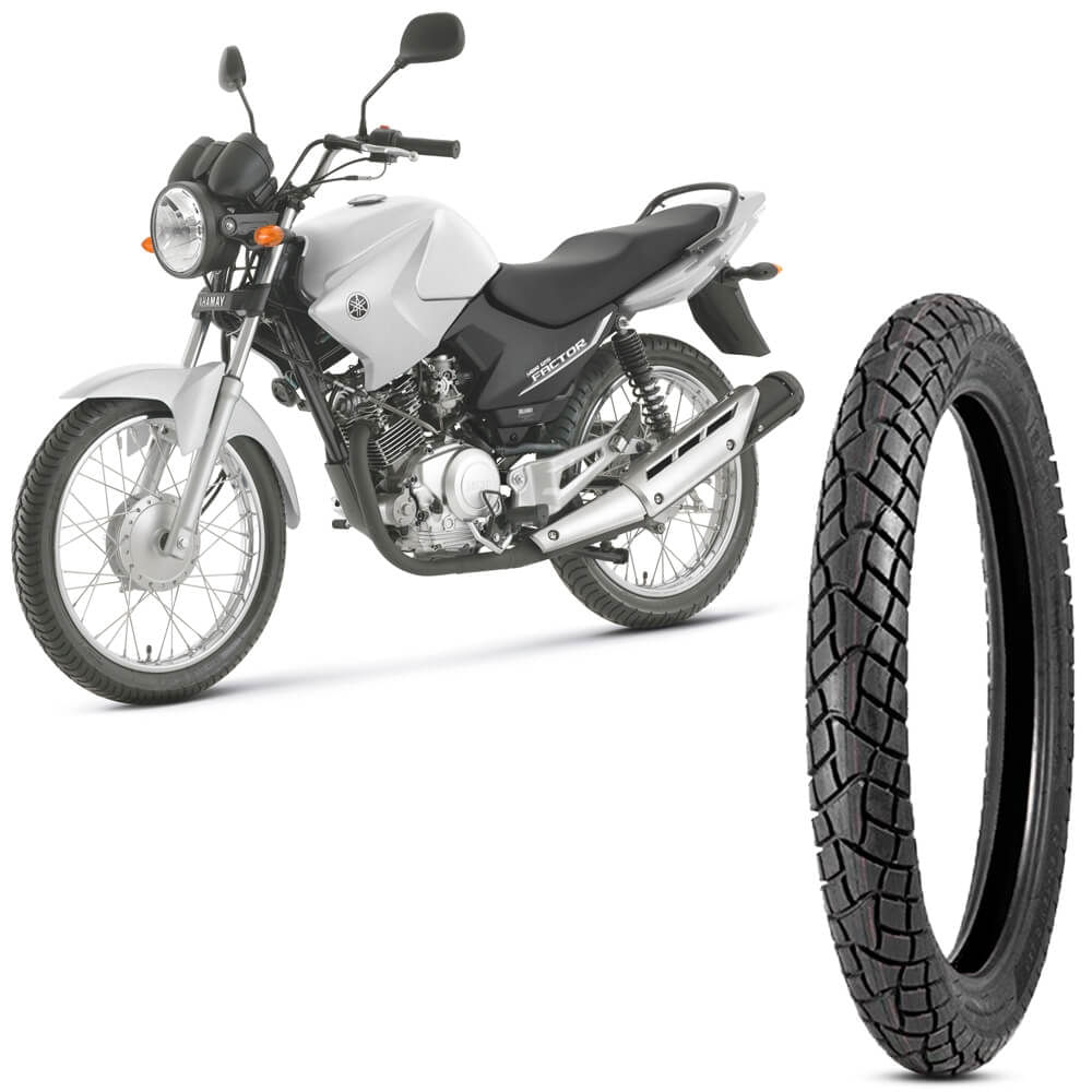 Imagem do pneu Levorin 80/100-18 47P Dual Sport dianteiro, mostrando detalhes do selo de eficiência e características do pneu.