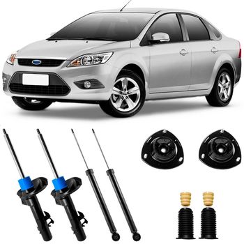 Amortecedores-dianteiros-e-traseiros-Monroe-para-Focus-Sedan-2008-2013-com-kit-de-montagem-inclusa-e-veiculo-ao-fundo-