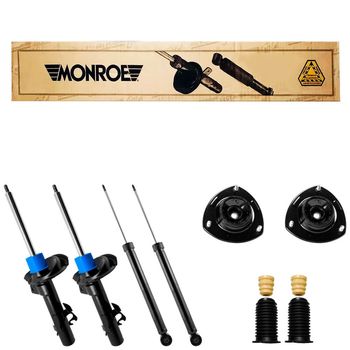 Amortecedores-dianteiros-e-traseiros-Monroe-para-Focus-Sedan-2008-2013-com-kit-de-montagem-inclusa-e-veiculo-ao-fundo-