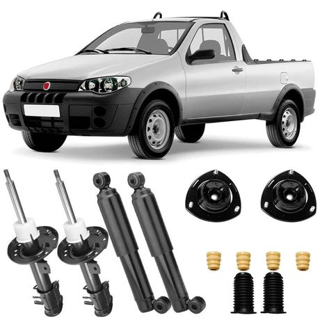 4 Amortecedor Fiat Strada 2001 a 2020 Dianteiro Traseiro Monroe e Kit