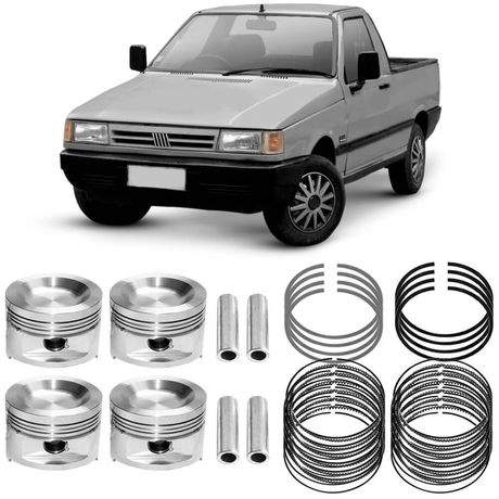 Kit Pistão Anéis 0.40 Fiat Fiorino 1.5 95 e 96 Alcool Metal Leve