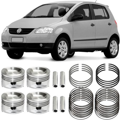 Kit Pistão Anel 0.50 Volkswagen Fox 1.0 2005 a 2009 Flex Metal Leve