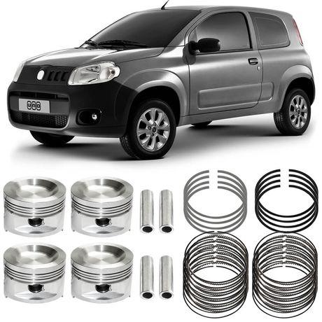 Kit Pistão Anel 0.40 Fiat Uno 1.0 2014 e 2016 Flex Metal Leve