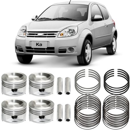 Kit Pistão Anel 0.50 Ford Ka 1.0 2008 a 2015 Flex Metal Leve