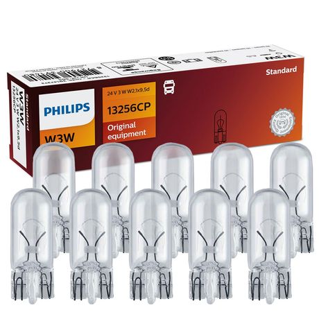 10 Lâmpada Philips Esmagada Base Vidro W3W 24V W2.1x9.5d Sinalização