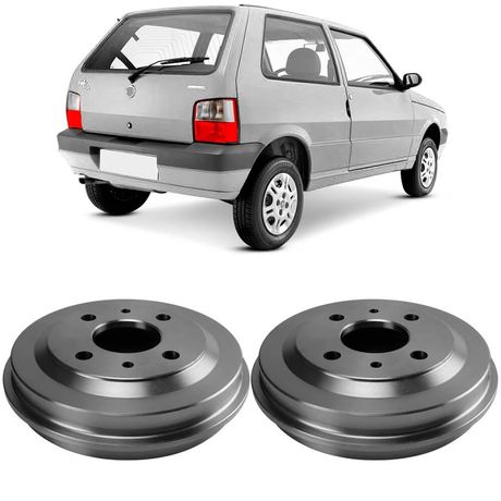 Par Tambor Freio Fiat Uno 85 a 2013 Traseiro Sem Cubo Hipper Freios