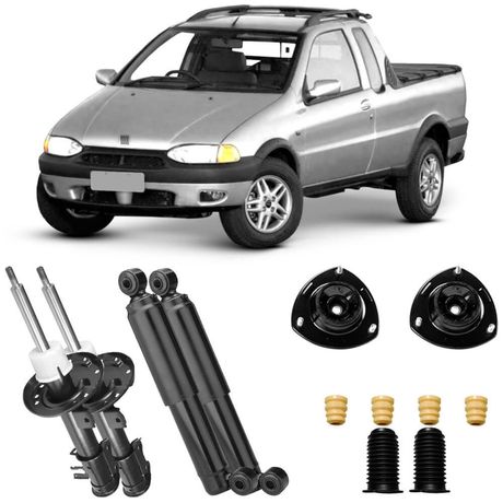 4 Amortecedor Fiat Strada 98 a 2000 Dianteiro Traseiro Nakata e Kit