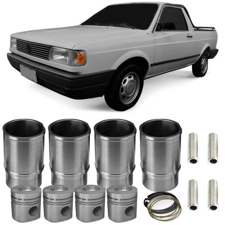 Kit Motor Camisa Pistão Anel Saveiro 1.6 89 a 97 Gasolina Metal Leve