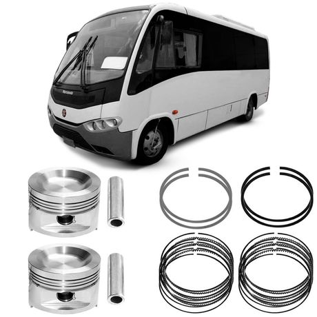 Kit Pistão Anéis Mercedes Benz LO 712 2003 a 2012 Diesel Metal Leve