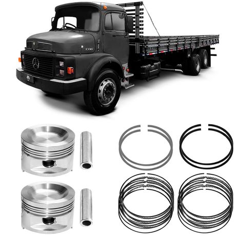 Kit Pistão Anéis 0.50 Mercedes Benz L1316 81 a 89 Metal Leve