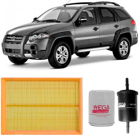 Kit Filtro Ar Óleo Combustível Palio Weekend 2001 a 2017 Wega