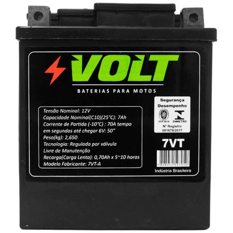 Bateria Moto Honda XR 200 Volt 7VT Selada 7 Amperes 12 Volts
