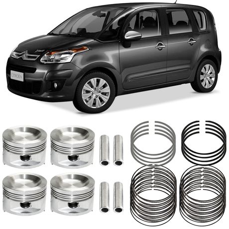 Kit Pistão Anel 0.50 Citroen C3 Picasso 1.6 2011 a 2012 Flex Metal Leve