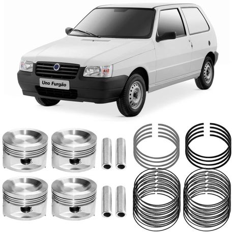 Kit Pistão Anel 0.40 Fiat Uno Furgão 1.3 2007 a 2013 Flex Metal Leve