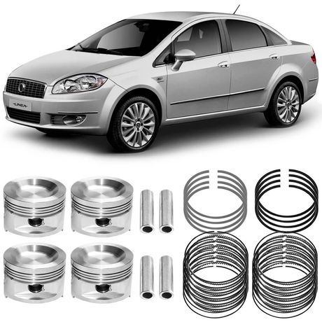 Kit Pistão Anel 0.40 Fiat Linea 1.8 2012 a 2016 Flex Metal Leve