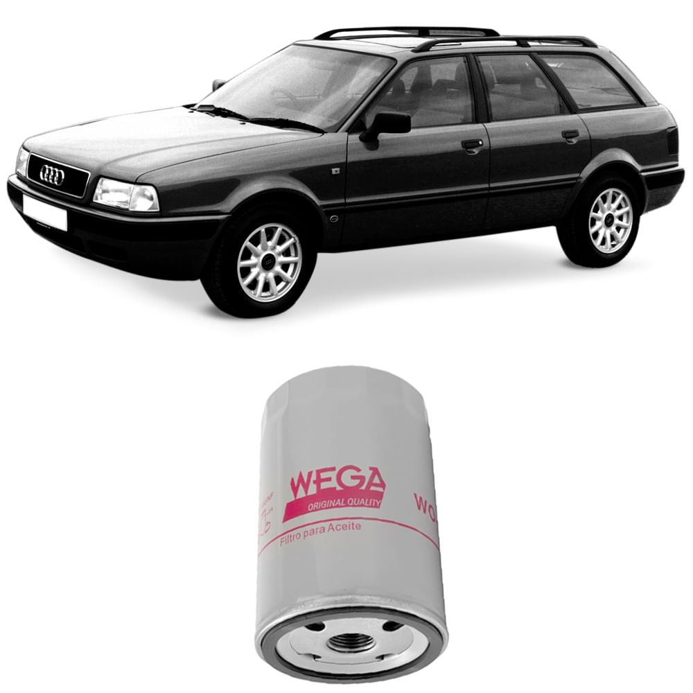 Filtro de óleo Wega para Audi 80 2.0 94 a 95 com carro Audi 80 ao fundo