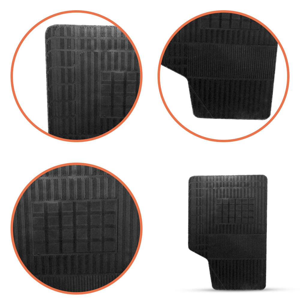 Tapete Borracha Universal 4 Peças Car Floor fortbras