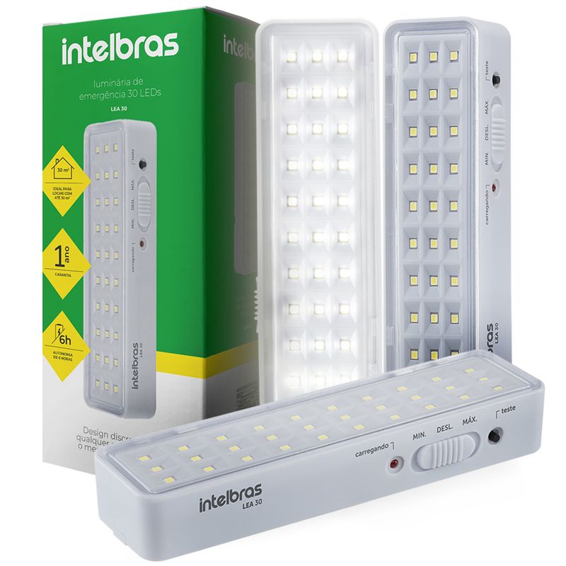 Kit 3 Luminária de Emergência Autônoma LEA 30 Leds Bivolt Intelbras