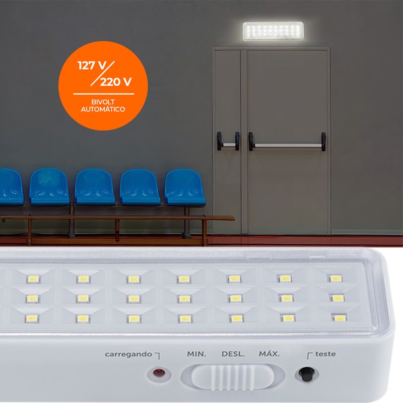 Kit 3 Luminária de Emergência Autônoma LEA 30 Leds Bivolt Intelbras fortbras