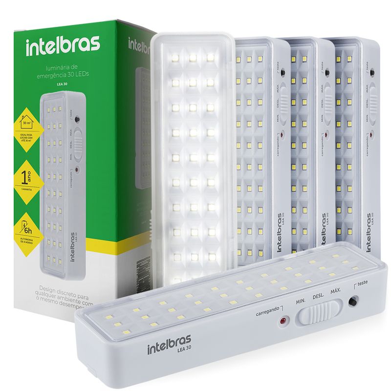 Kit 5 Luminária de Emergência Autônoma LEA 30 Leds Bivolt Intelbras
