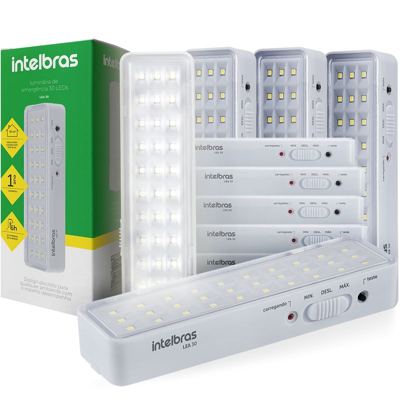 Kit 10 Luminária de Emergência Autônoma LEA 30 Leds Bivolt Intelbras