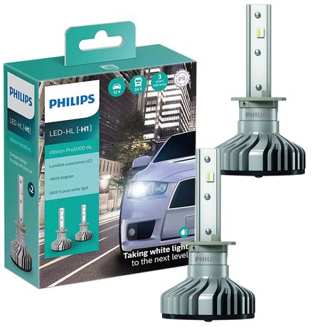 Par Lâmpada Farol H1 Ultinon Pro5000 HL 5800K 13,2V 15W Philips 11258U50CWX2