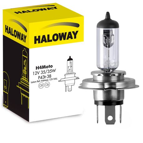 Lâmpada Haloway Halógena H4 Moto 35/35W 12V P43T-38 Farol 48220