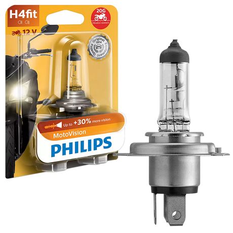 Lâmpada Farol MotoVision H4Fit 30% Mais Iluminação 12V 35/35W Philips 12458EDMVB1