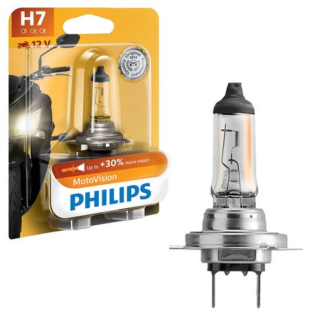 Lâmpada Farol MotoVision H7 30% Mais Iluminação 12V 55W Philips 12972MVB1