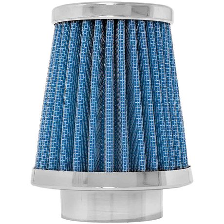 Filtro Ar Esportivo Cônico Alto Mono Fluxo Base Rígida Race Chrome 62mm Azul RC027