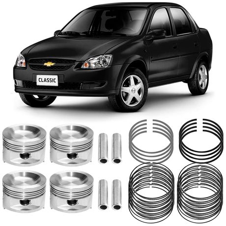 Kit Pistão Anel STD Celta Classic Corsa 1.0 8V 2002 a 2015 Gasolina Metal Leve SPA9186