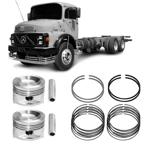 Kit Pistão Anel STD Mercedes Benz Série L OM352 81 a 2012 Metal Leve PA1299