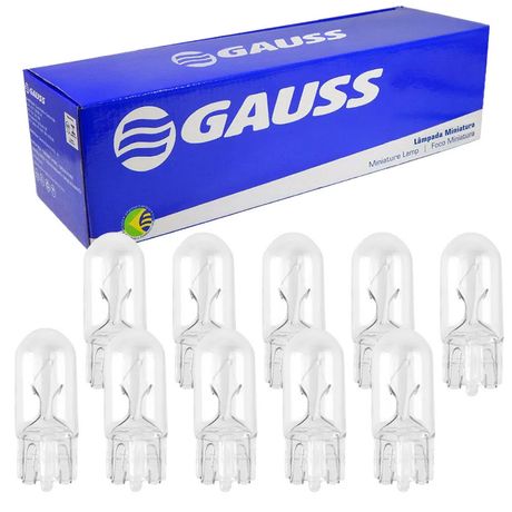 10 Lâmpada Gauss Esmagada Miniatura Incolor W5W 5W 24V W2.1x9,5D GL2825B