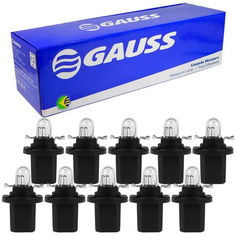 10 Lâmpada Gauss Miniatura Incolor 1.2W 12V B8.5d GL2721MF