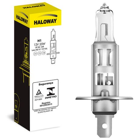 Lâmpada Haloway Halógena H1 12V P14.5S 55W Farol