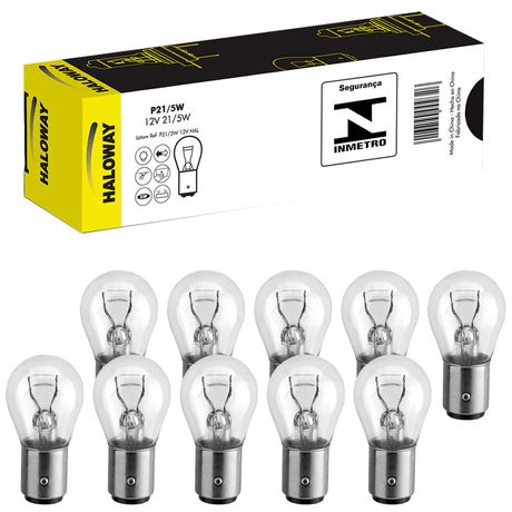 10 Lâmpada Haloway Sinalização 12V P21/5W BAY15D