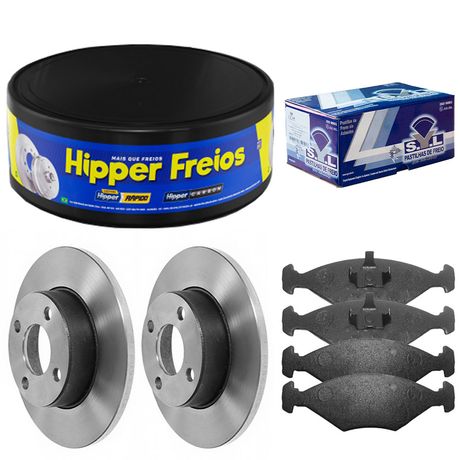 Kit Pastilha Disco Freio Fiat Uno 2001 a 2009 Dianteiro Sólido Teves