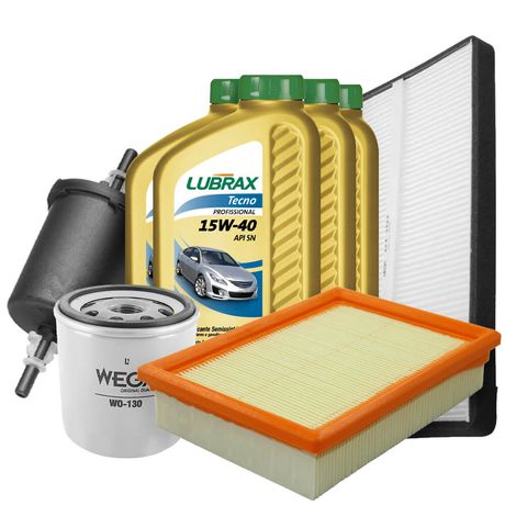 Kit Revisão Óleo 15w40 Lubrax + Filtros Wega Prisma 1.0 1.4 8V Flex 2009 a 2012