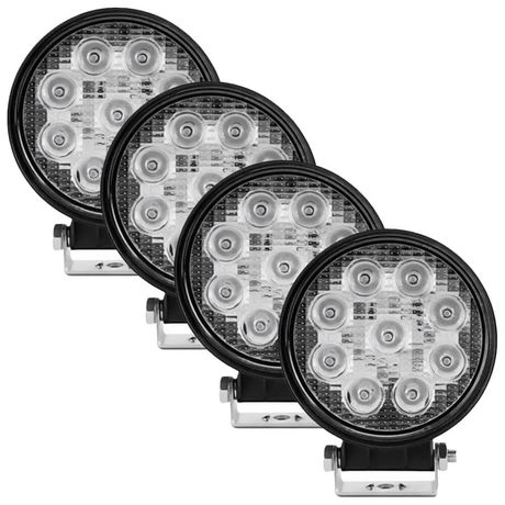Kit 4 Farol Auxiliar Universal 12/24V 27W 9 LEDs Redondo Tiger Auto TG0802030