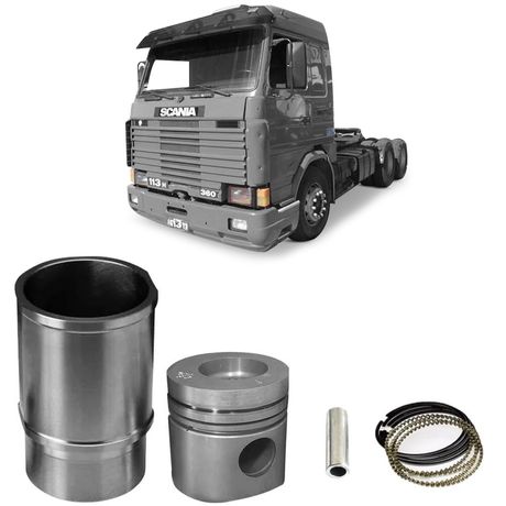 Kit Motor Camisa Pistão Anel Scania T113 R113 DSC11 93 a 98 Metal Leve SUK9043