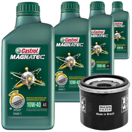 4 Óleo Semissintético 10W40 Castrol e Filtro Óleo MANN-FILTER Sandero 1.0 16V 2007 a 2020