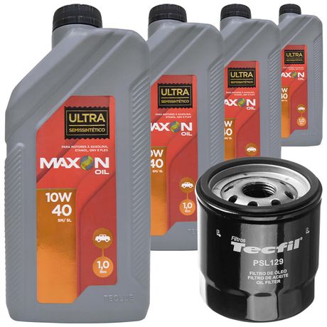 4 Óleo Semissintético 10W40 Maxon e Filtro Óleo Tecfil Etios Flex 2016 a 2021