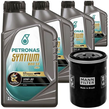 4 Óleo Semissintético 10W30 Petronas e Filtro Óleo MANN-FILTER Fit 1.4 1.5 2003 a 2021