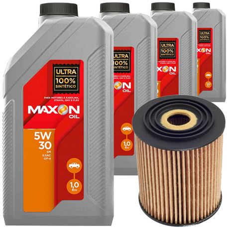 4 Óleo Sintético 5W30 Maxon e Filtro Óleo Tecfil Palio 1.6 1.8 Flex 2010 a 2017
