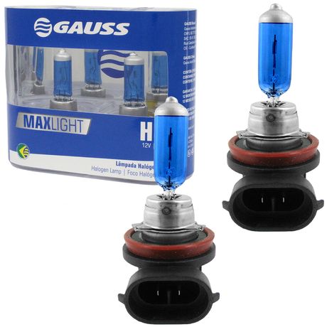 Par Lâmpada Max Light H8 Super Branca 12V 35W Gauss 8500K